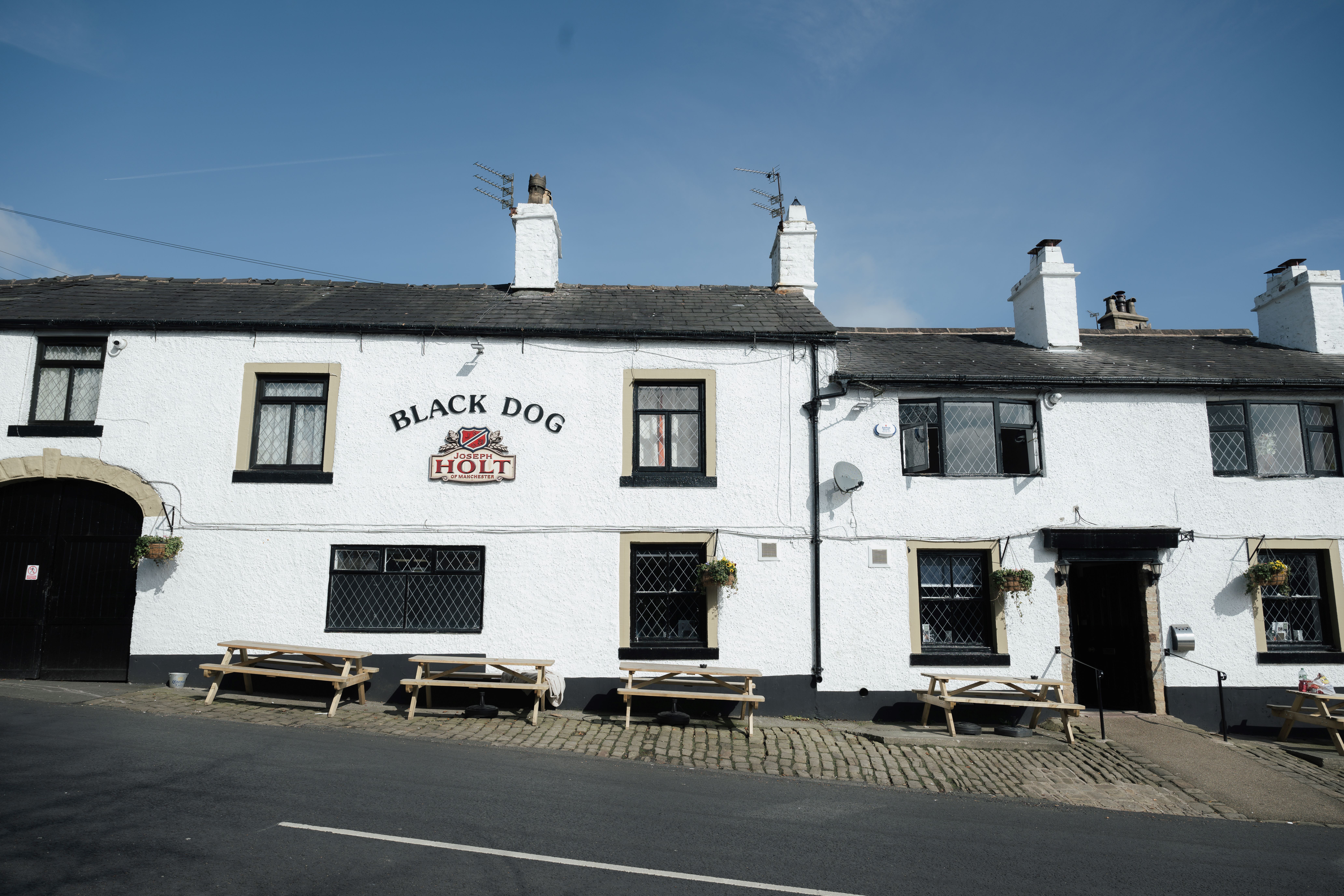Front entrance of the Black Dog pub